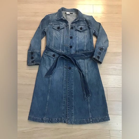 RARE Marc Jacobs Denim Long Trench Coat - Picture 1 of 7